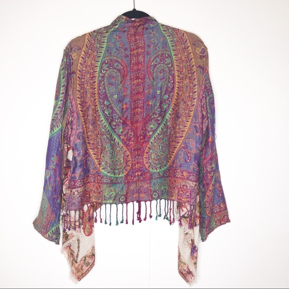 ANU Embroidered Waterfall Front Open Wrap Cardigan jacket - Picture 4 of 4